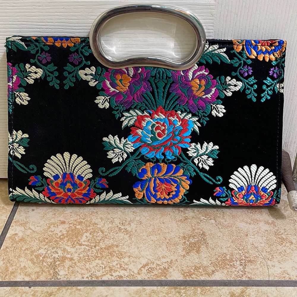 Black multi color clutch